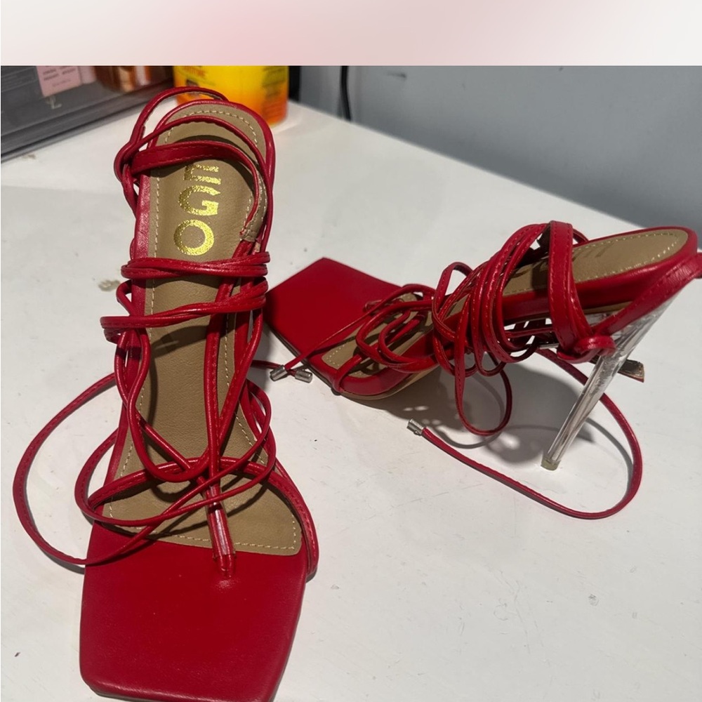 EGO Red Lace-Up Heels